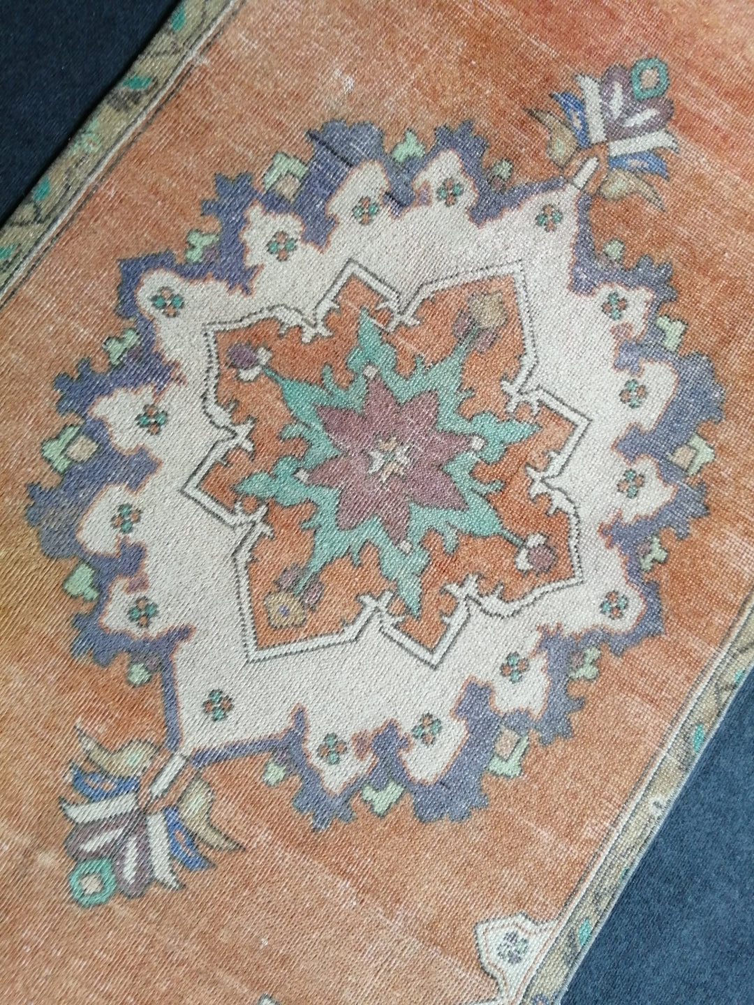 Beige Turkish Runner Rug 3' 7" x 6' Hand-Knotted detail