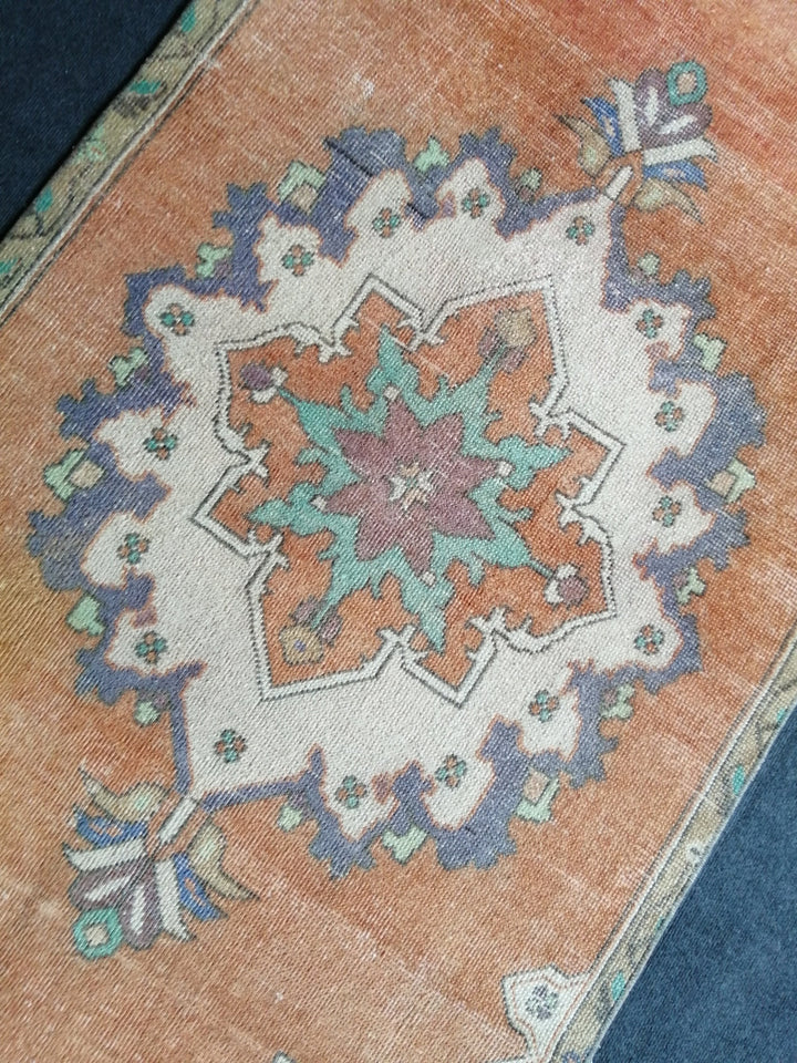 Beige Turkish Runner Rug 3' 7" x 6' Hand-Knotted detail