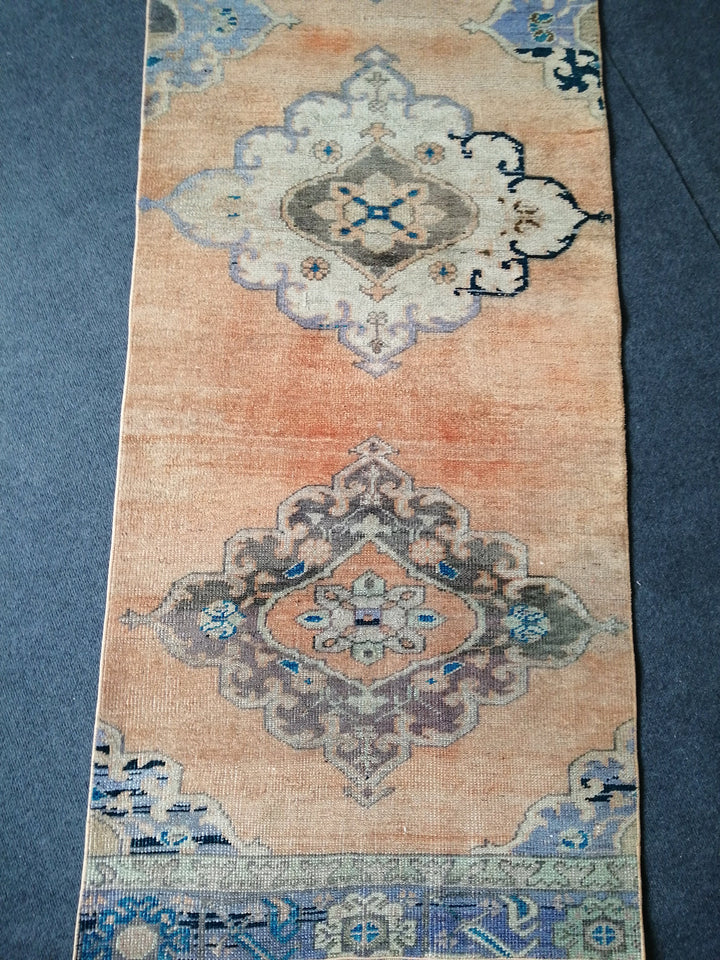 Beige Turkish Runner Rug 2' 7" x 10' Hand-Knotted close-up