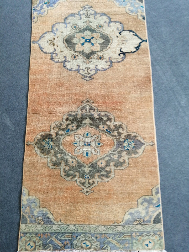 Beige Turkish Runner Rug 2' 7" x 10' Hand-Knotted border