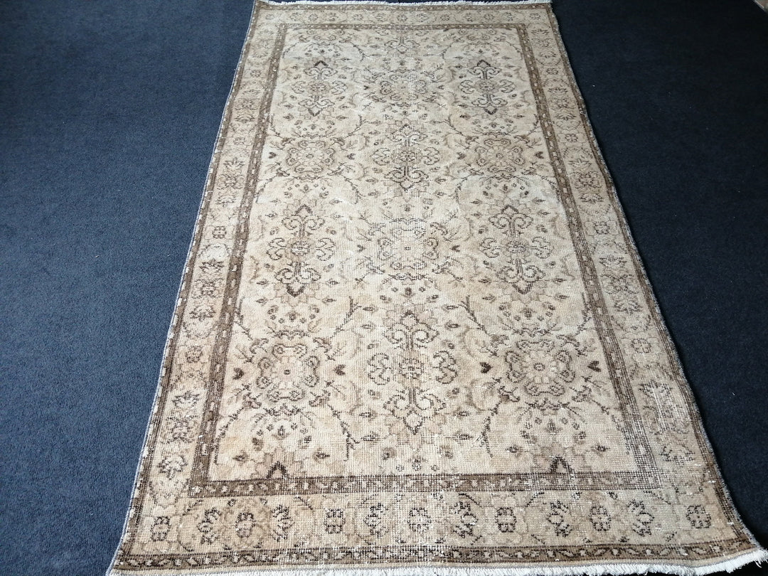 Rust Turkish Runner Rug 3' 10" x 6' 11" Hand-Knotted close-up