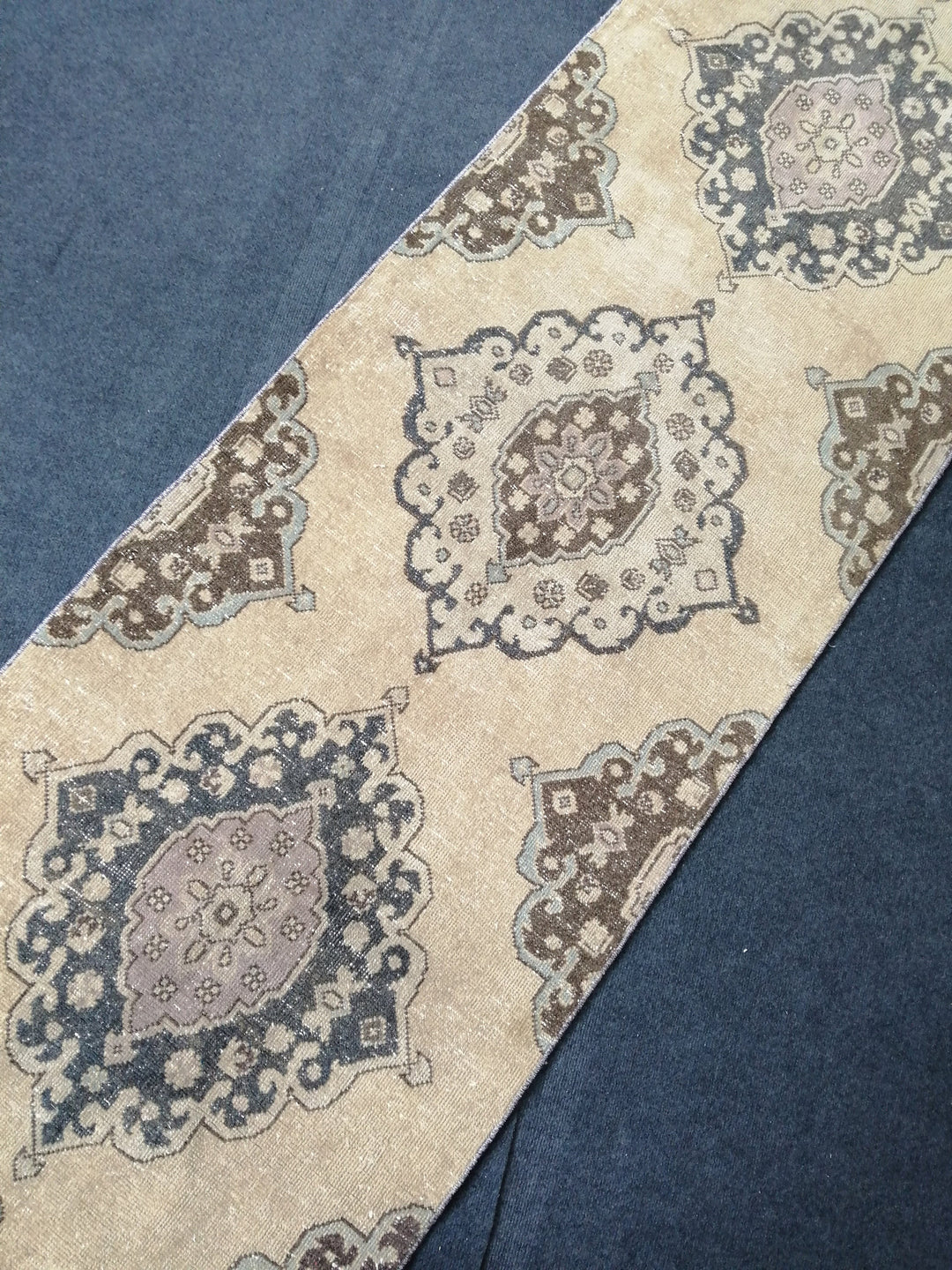 Beige Turkish Runner Rug 2' 10" x 13' 8" Hand-Knotted border