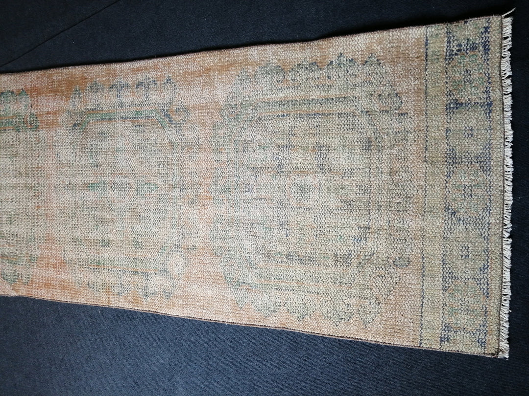 Beige Turkish Runner Rug 2' 10" x 11' Hand-Knotted close-up