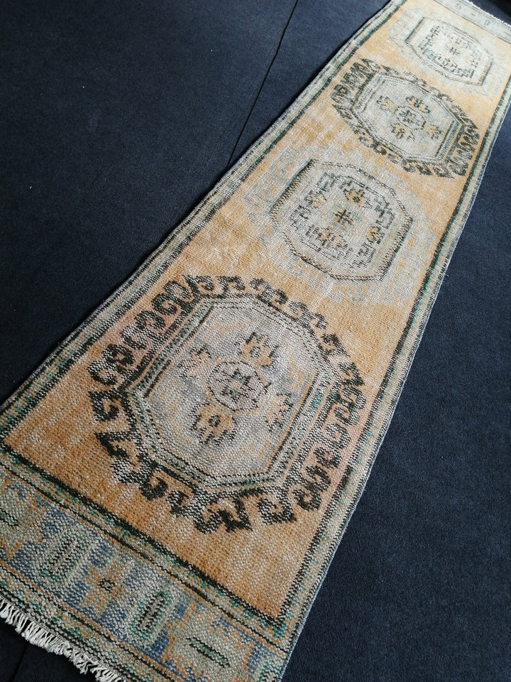 Beige Turkish Runner Rug 2' 8" x 11' 10" Hand-Knotted field