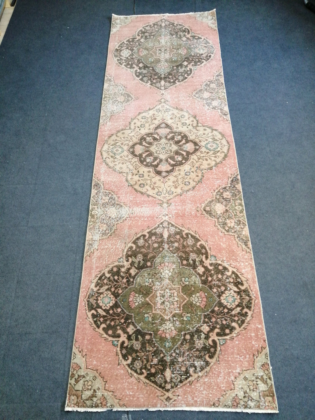 Beige Turkish Runner Rug 3' 5" x 11' Hand-Knotted detail