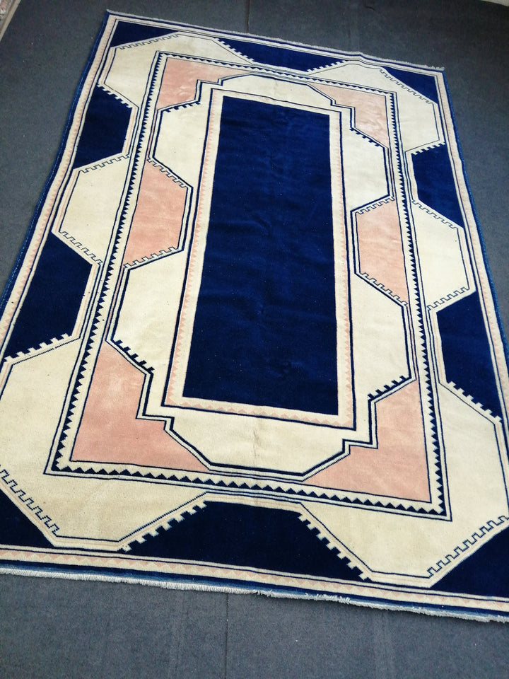 Blue Turkish Oushak Rug 6' 6" x 10' Hand-Knotted | No. WR91703
