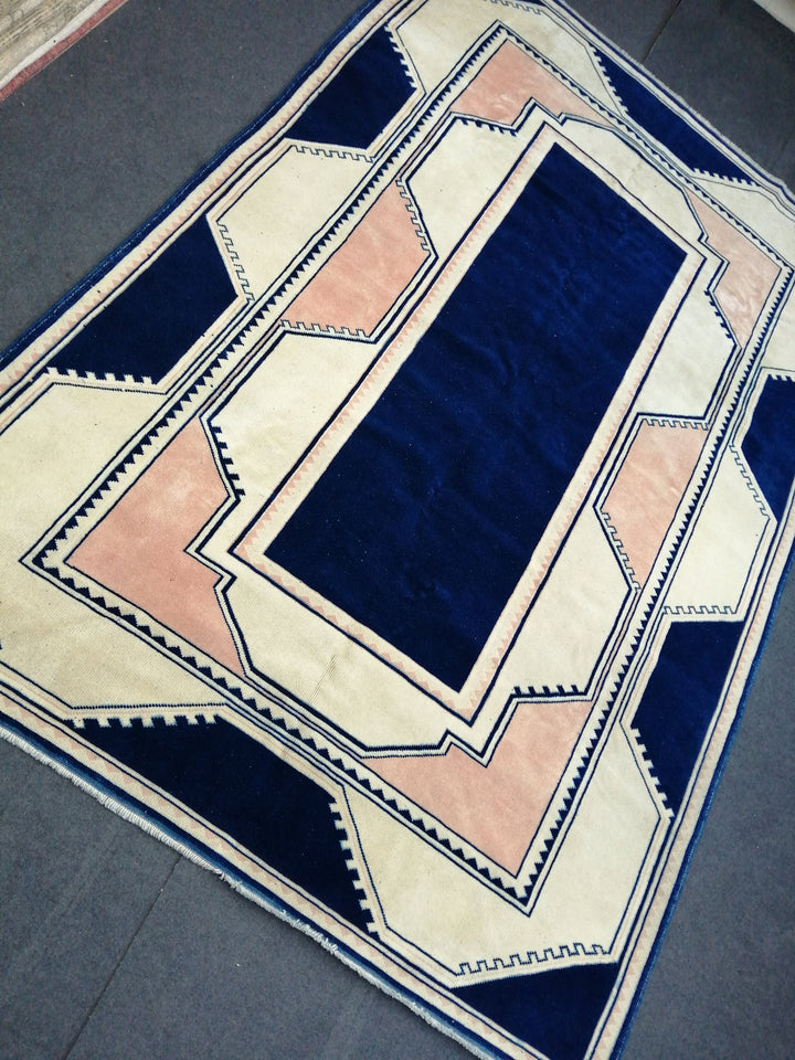 Blue Turkish Oushak Rug 6' 6" x 10' Hand-Knotted | No. WR91703