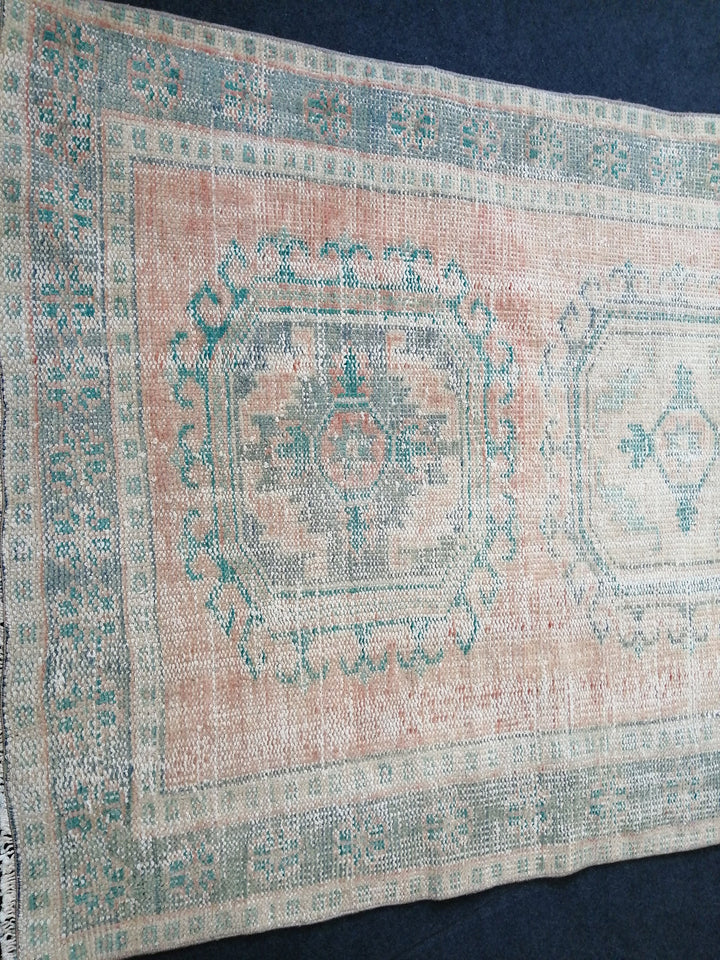 Beige Turkish Runner Rug 4' 4" x 11' 2" Hand-Knotted field
