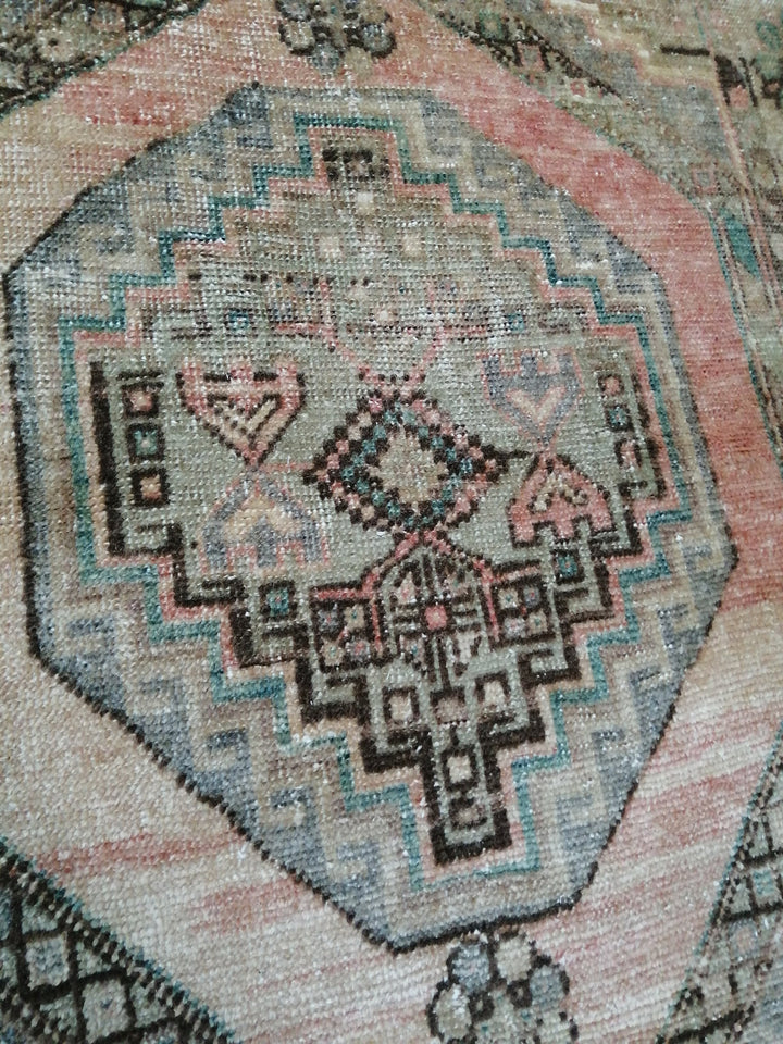 Turkish Oushak Rug Muted Runner Rug Hand-Knotted border