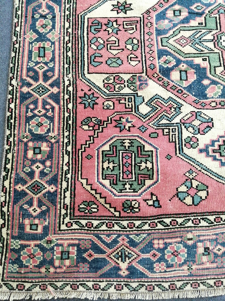 Pink Turkish Runner Rug 4' 5" x 7' 8" Hand-Knotted view