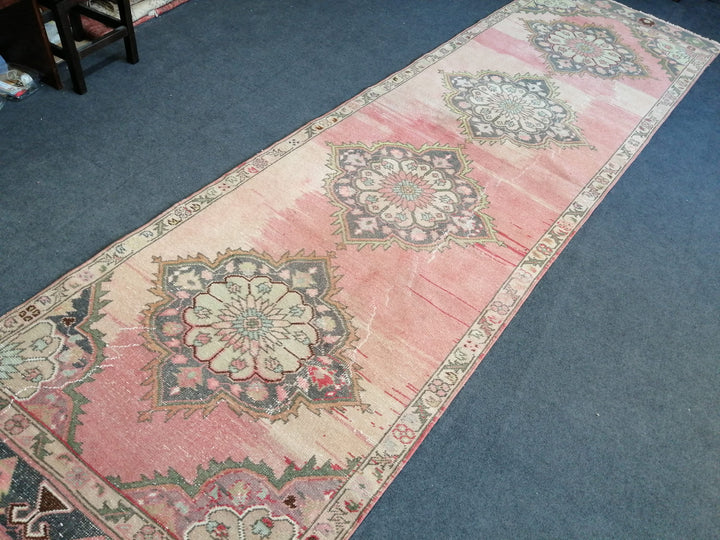 Beige Turkish Runner Rug 3' 5" x 12' Hand-Knotted