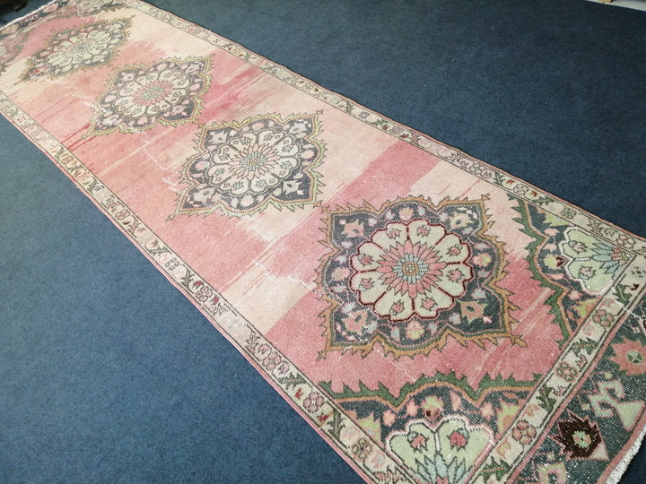 Beige Turkish Runner Rug 3' 5" x 12' Hand-Knotted field