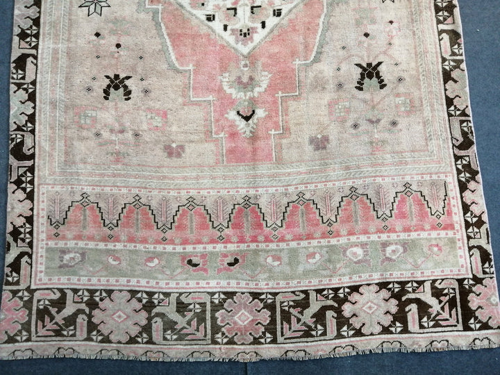 Pink Turkish Runner Rug 5' 2" x 12' Hand-Knotted close-up