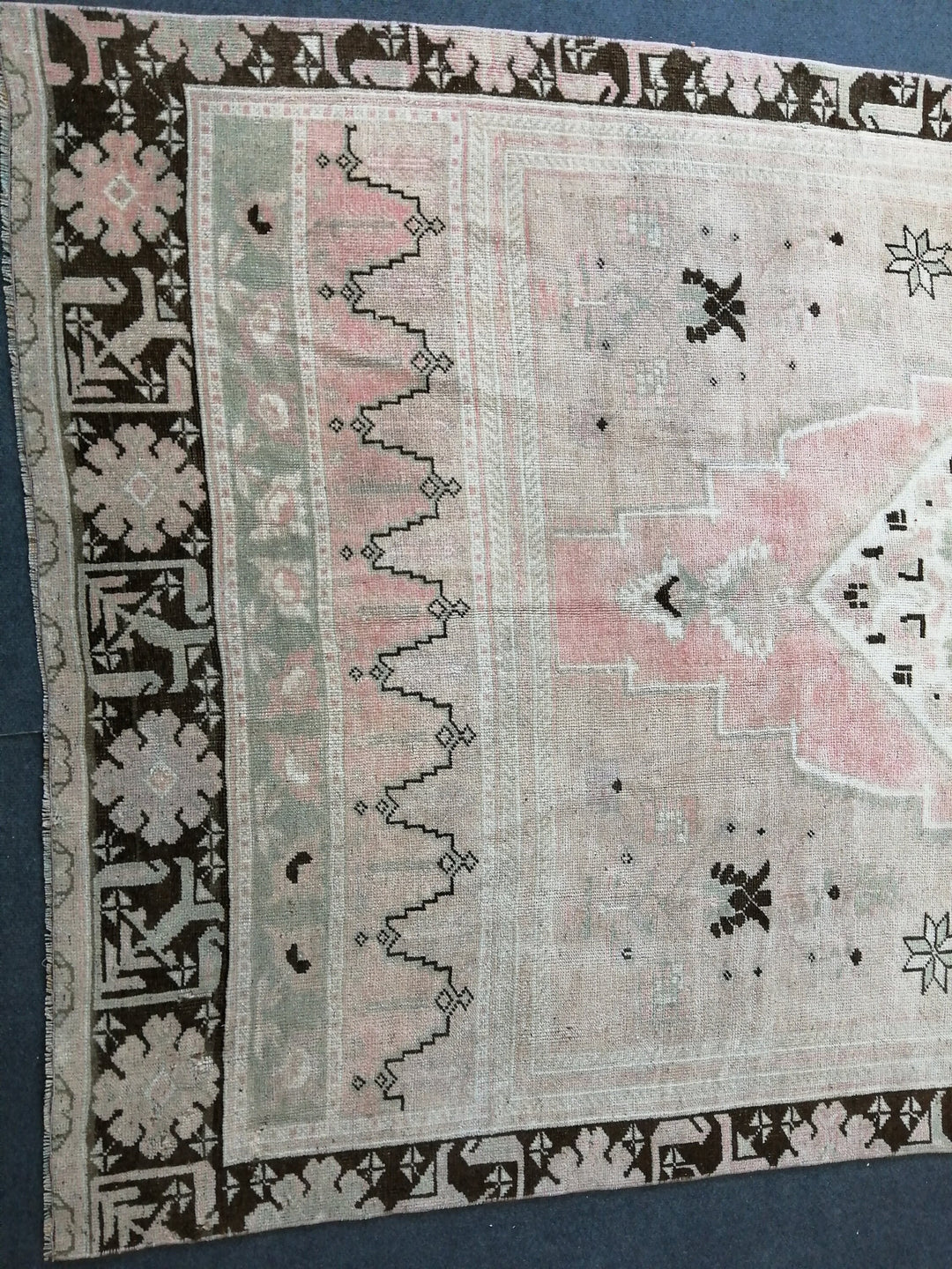 Pink Turkish Runner Rug 5' 2" x 12' Hand-Knotted field