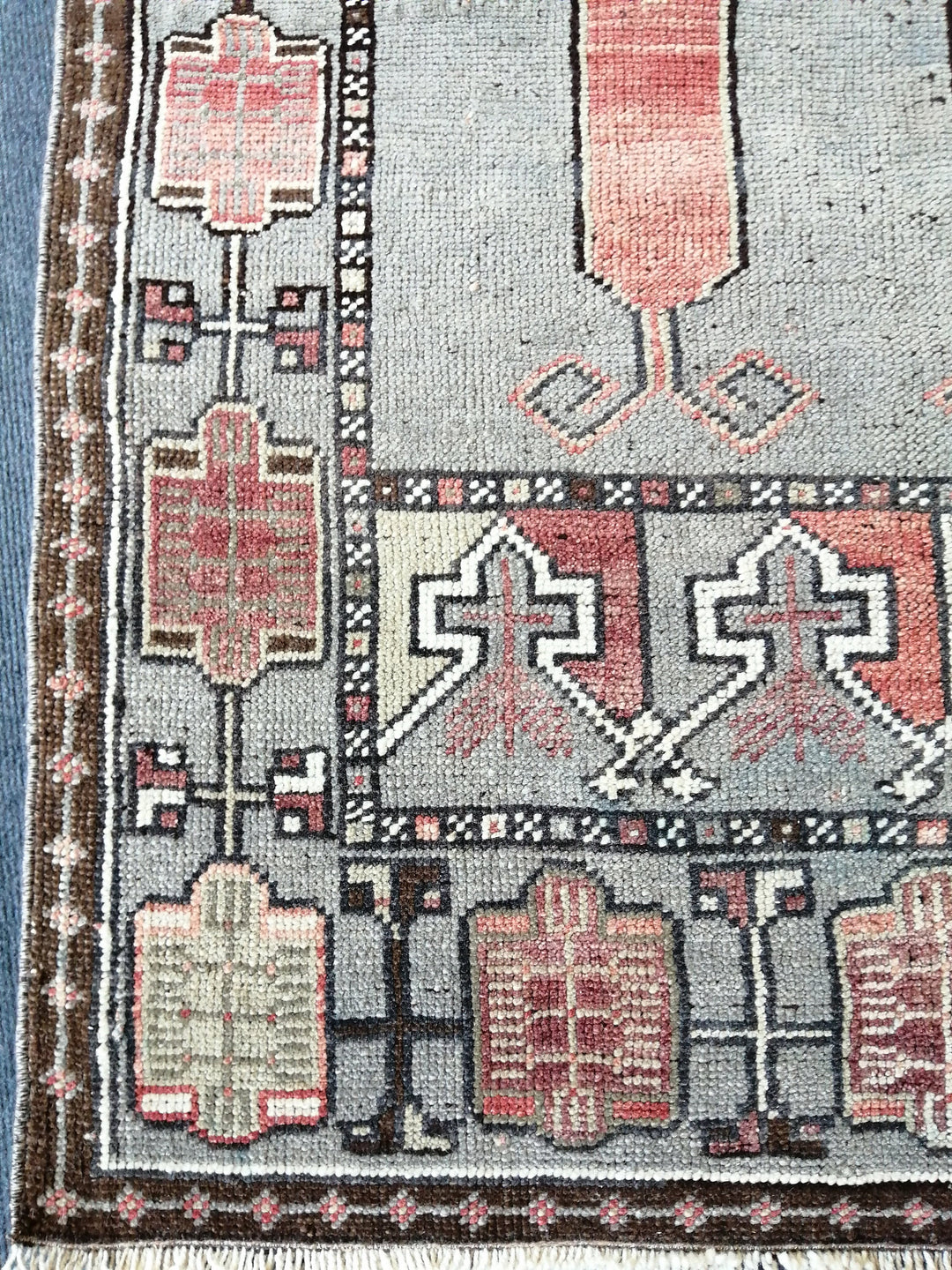 Turkish Runner Rug 3' 8" x 6' Hand-Knotted field
