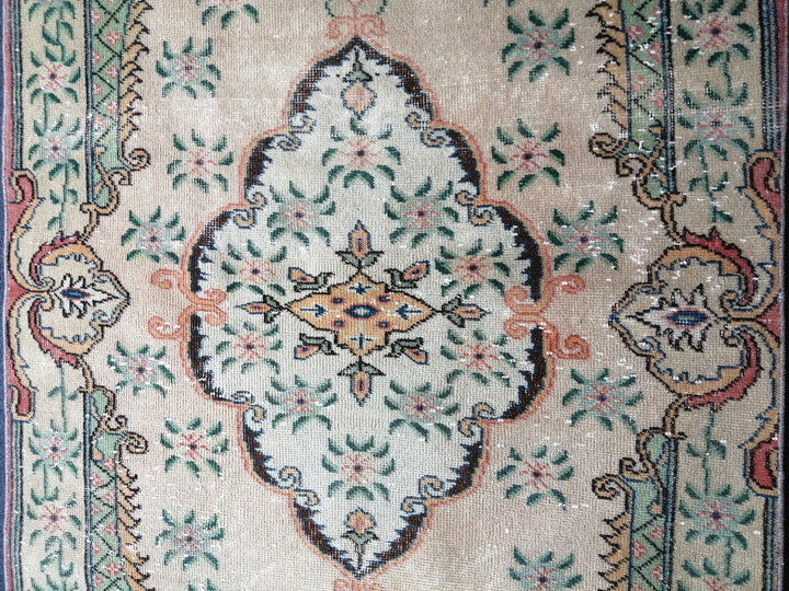Rust Turkish Runner Rug 3' 8" x 6' 11" Hand-Knotted border