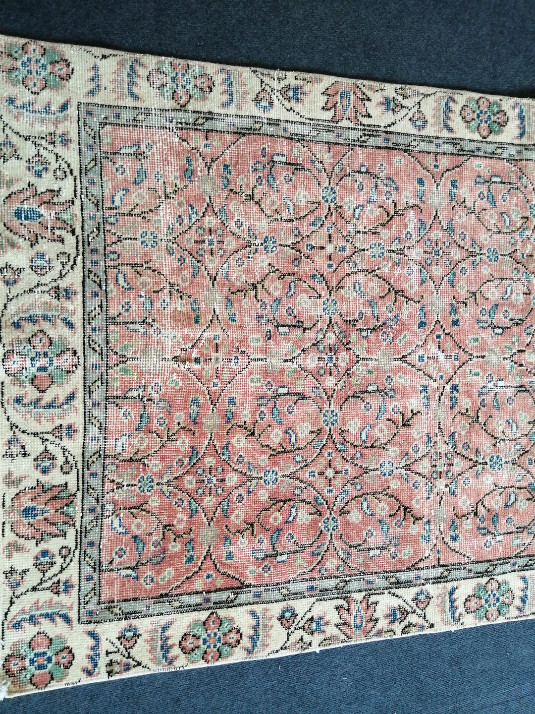 Rust Turkish Oushak Rug Hand-Knotted close-up
