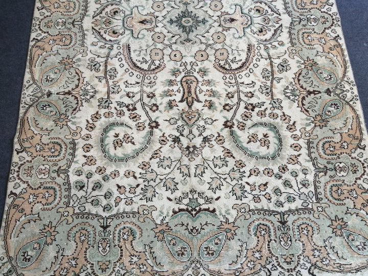 Beige Turkish Oushak Rug 6' 7" x 10' 4" Hand-Knotted | No. WR51432