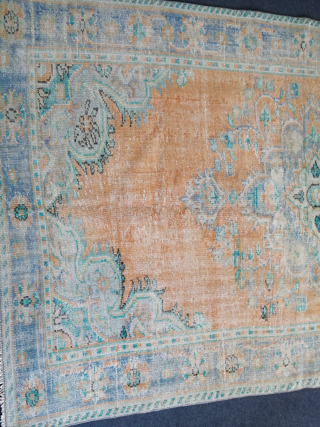 Beige Turkish Oushak Rug 6' x 9' 7" Hand-Knotted field