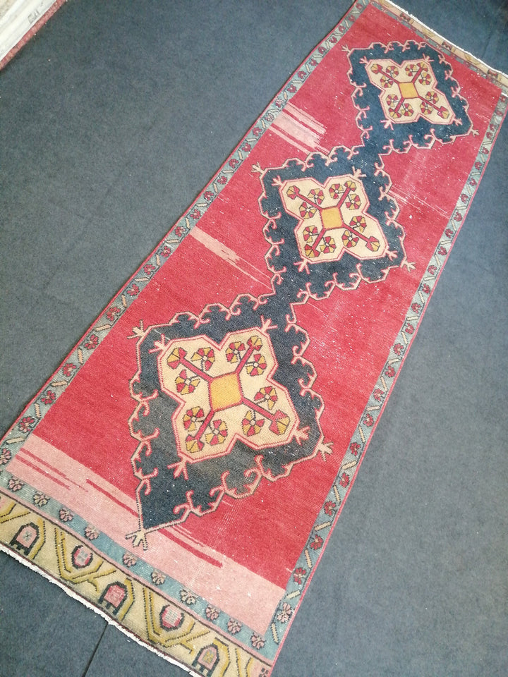 Beige Turkish Runner Rug 3' 7" x 10' 7" Hand-Knotted