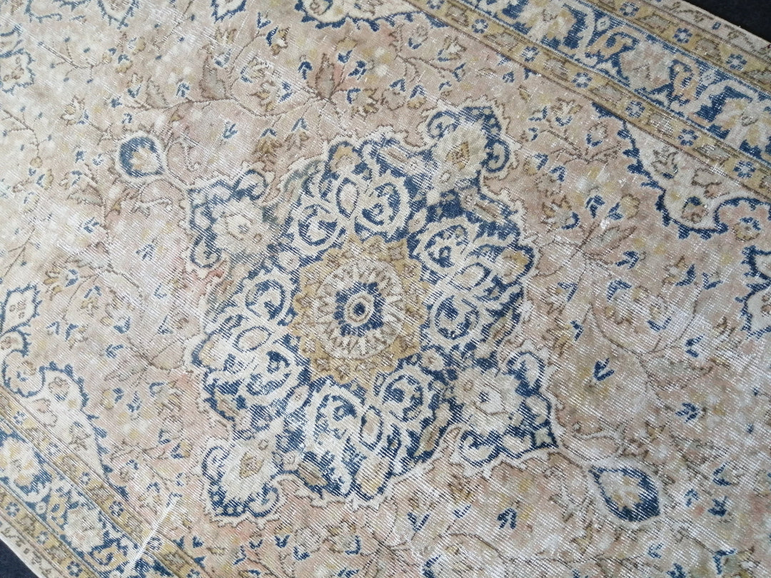 Blue Turkish Oushak Rug 5' 4" x 9' Hand-Knotted | No. WR38902