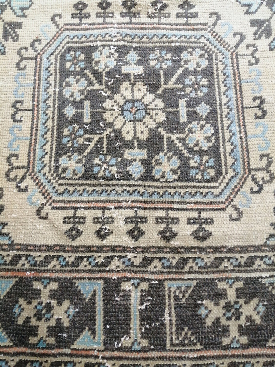 Beige Turkish Runner Rug 3' 2" x 11' 6" Hand-Knotted reverse