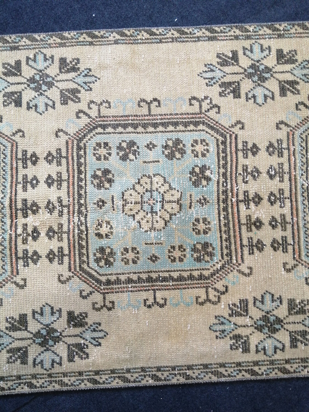 Beige Turkish Runner Rug 3' 2" x 11' 6" Hand-Knotted texture