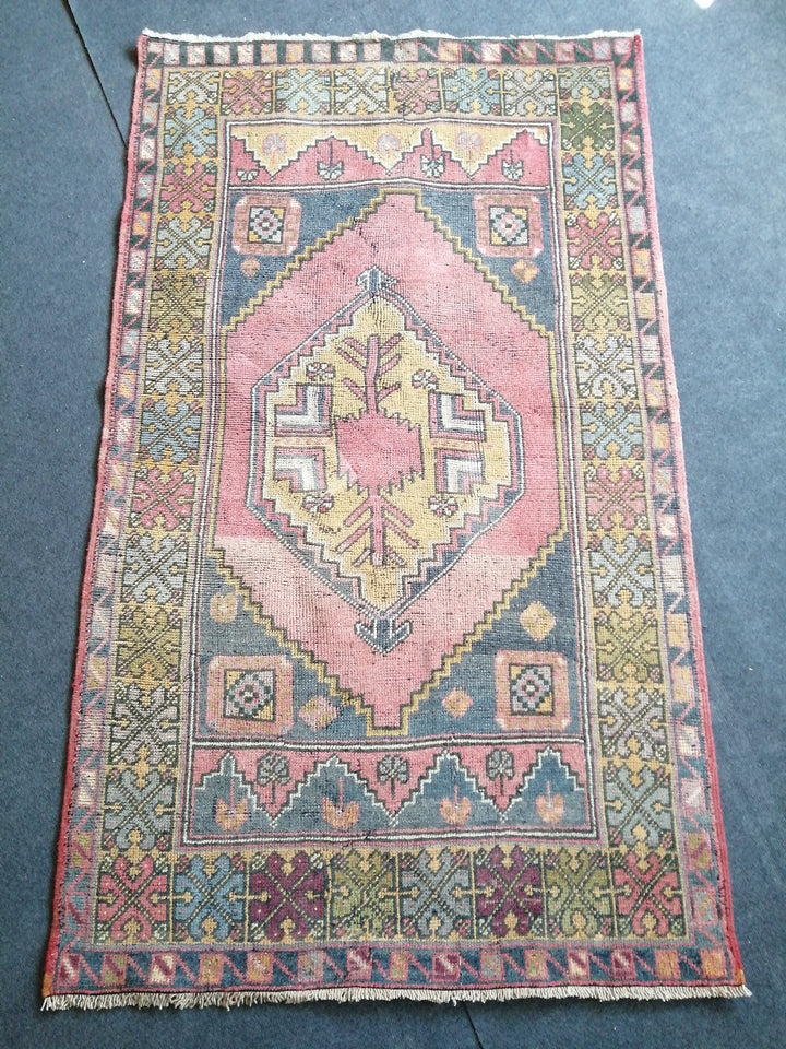 Turkish Oushak Rug Runner Hand-Knotted reverse