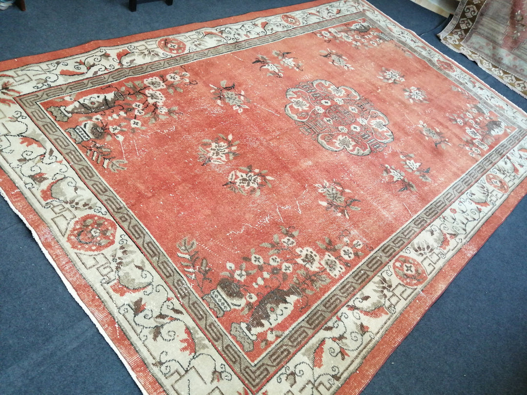 Turkish Oushak Rug 6' 10" x 10' 4" Hand-Knotted
