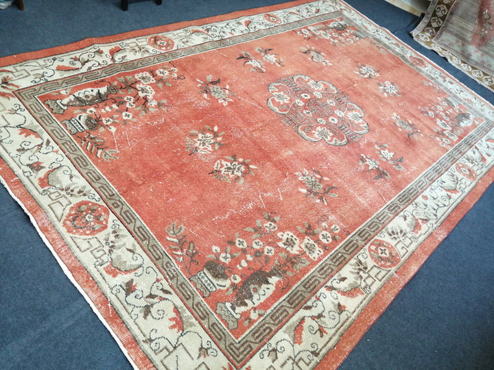 Turkish Oushak Rug 6' 10" x 10' 4" Hand-Knotted