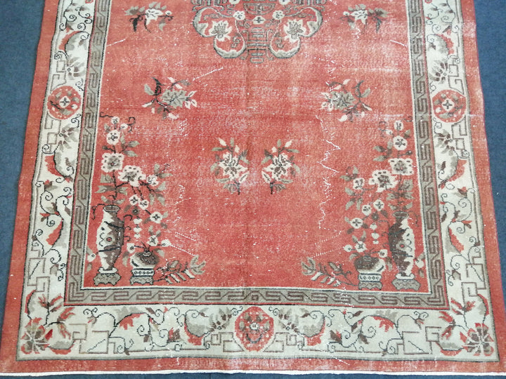 Turkish Oushak Rug 6' 10" x 10' 4" Hand-Knotted pattern
