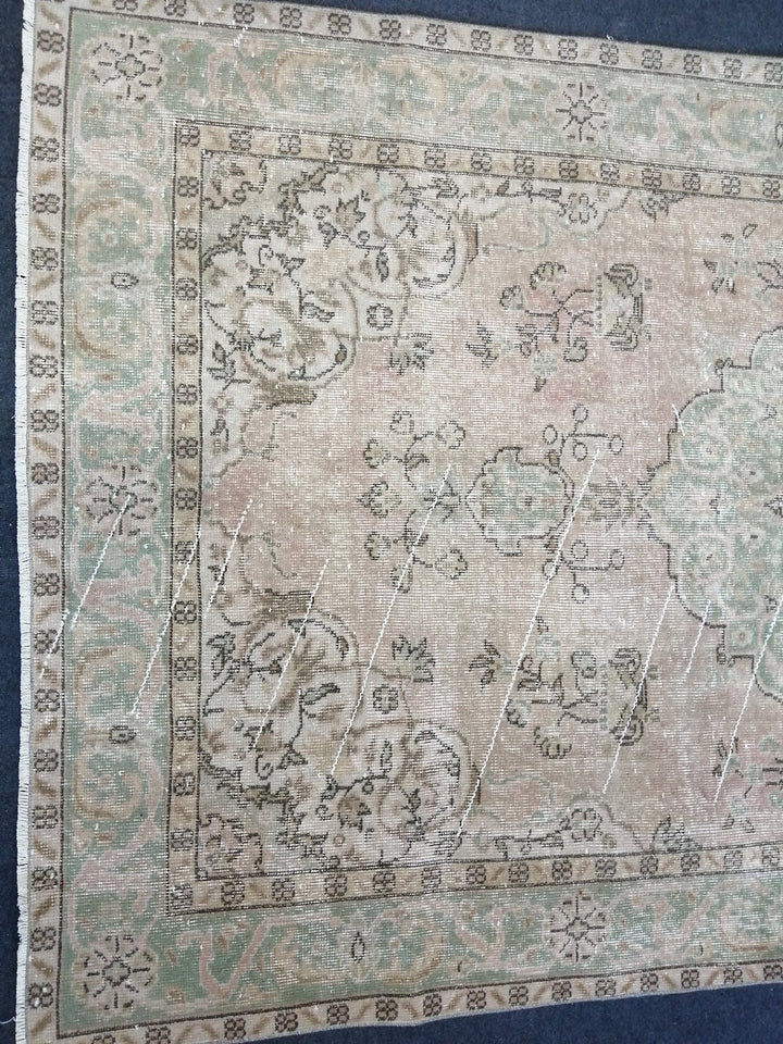 Rust Turkish Runner Rug 5' x 8' 11" Hand-Knotted close-up