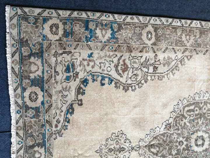 Beige Turkish Oushak Rug 5' 4" x 8' Hand-Knotted view 9