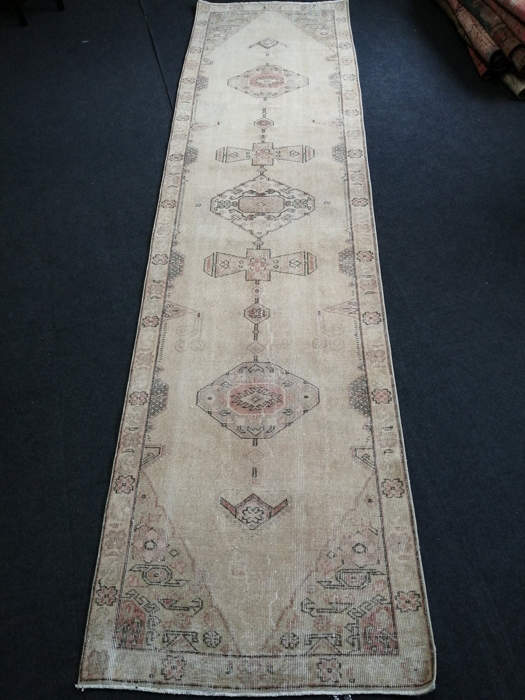 Blue Turkish Runner Rug 3' 2" x 12' Hand-Knotted | No. WR48945