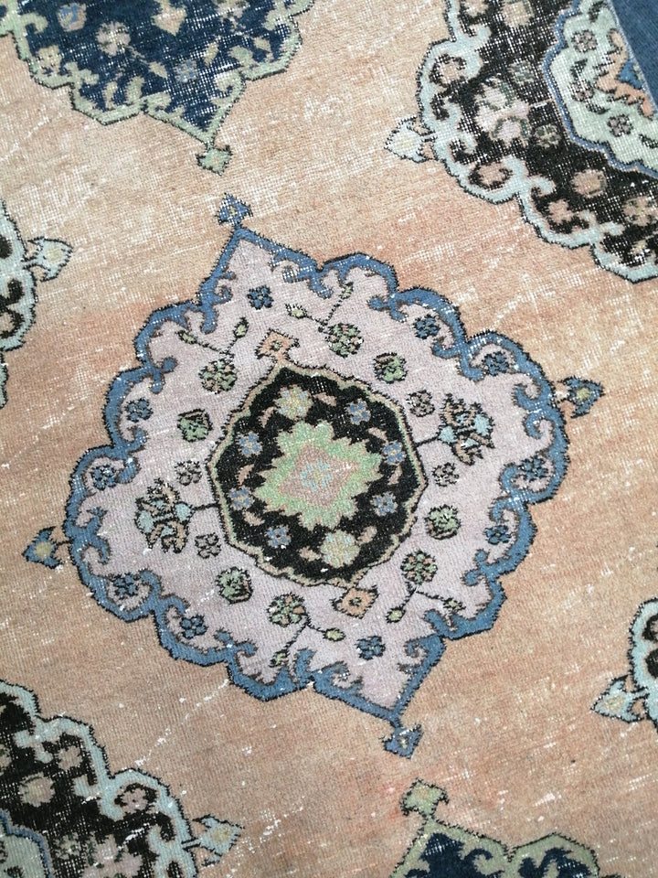 Beige Turkish Runner Rug 3' 4" x 12' 8" Hand-Knotted pattern