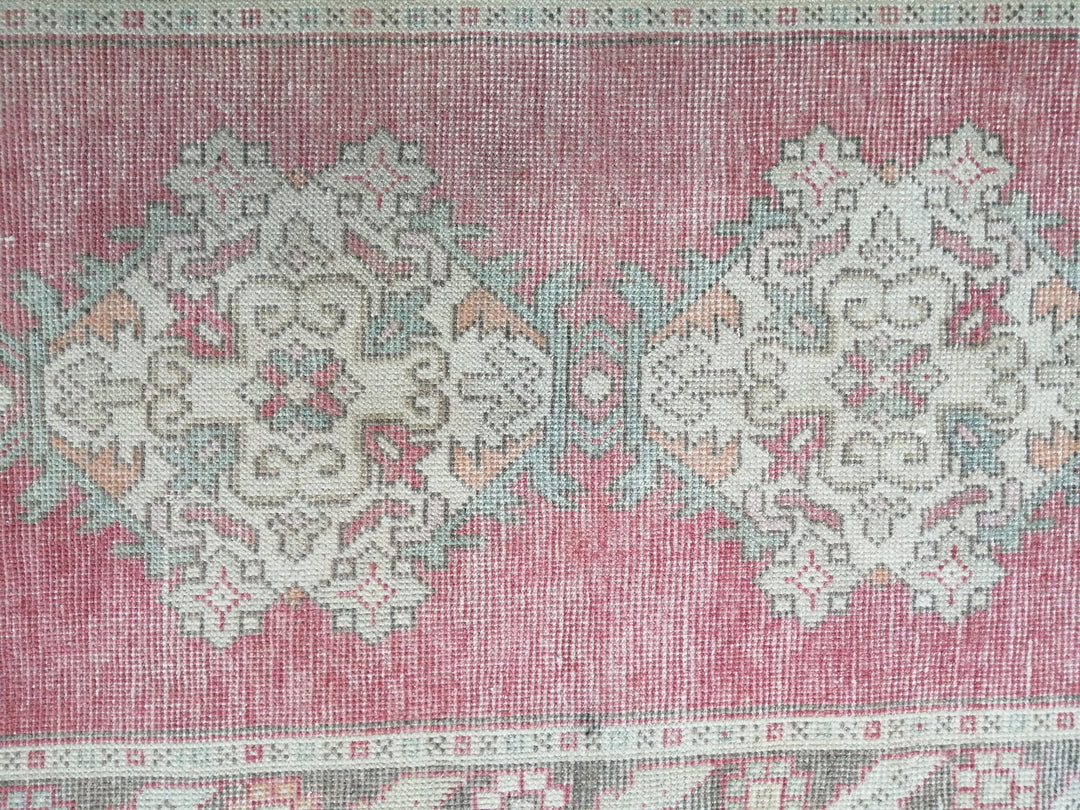 Beige Turkish Runner Rug 3' x 9' 11" Hand-Knotted border
