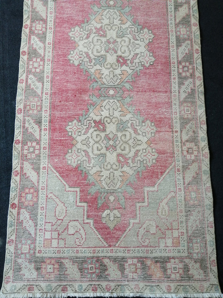 Beige Turkish Runner Rug 3' x 9' 11" Hand-Knotted field