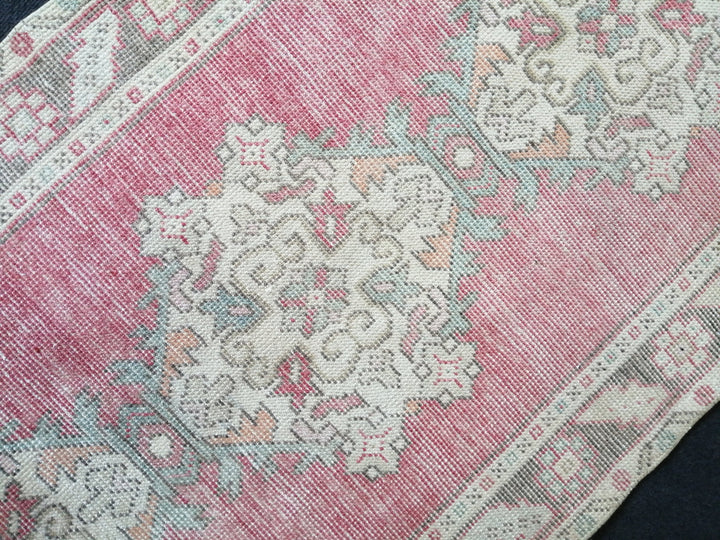 Beige Turkish Runner Rug 3' x 9' 11" Hand-Knotted reverse