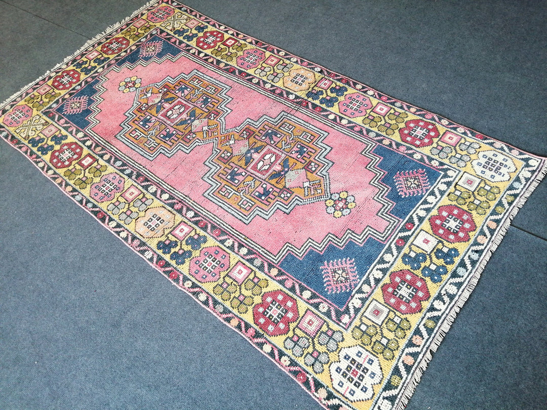 Beige Turkish Runner Rug 3' 8" x 6' 10" Hand-Knotted