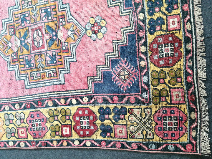 Beige Turkish Runner Rug 3' 8" x 6' 10" Hand-Knotted texture