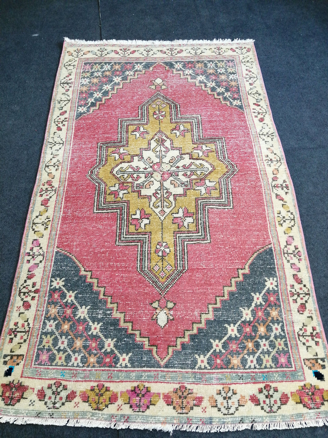 Blue Turkish Runner Rug 3' 6" x 6' Hand-Knotted | No. WR42858