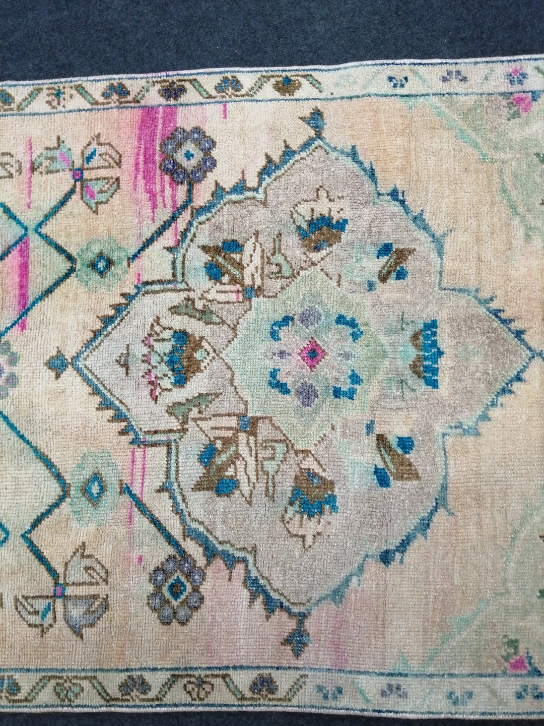 Beige Turkish Runner Rug 3' x 10' 10" Hand-Knotted texture