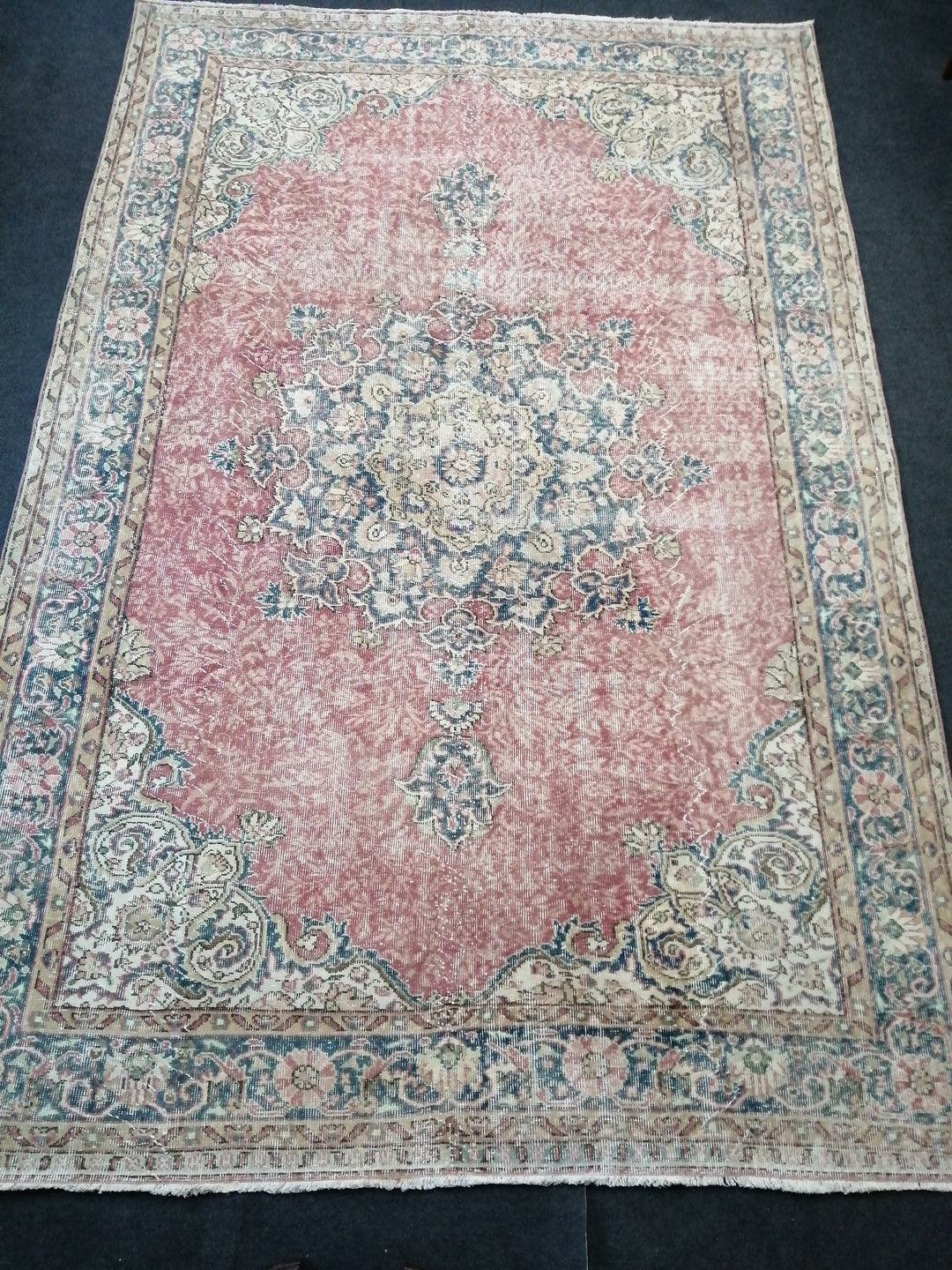 Turkish Oushak Rug 6' 11" x 10' 4" Hand-Knotted field