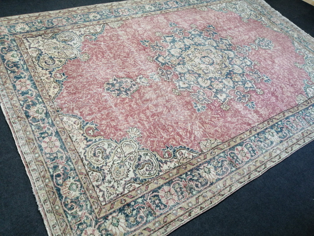 Turkish Oushak Rug 6' 11" x 10' 4" Hand-Knotted