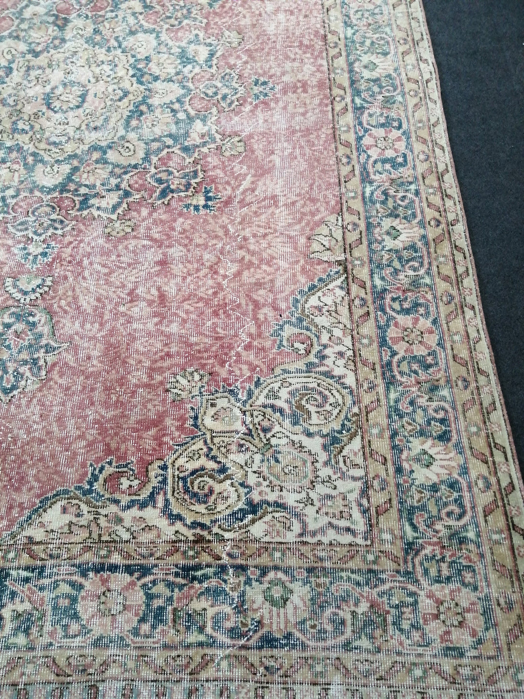 Turkish Oushak Rug 6' 11" x 10' 4" Hand-Knotted reverse