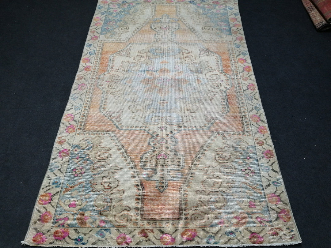 Rust Turkish Runner Rug 4' x 7' Hand-Knotted view 9