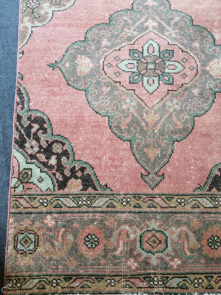 Beige Turkish Runner Rug 3' x 12' 7" Hand-Knotted field