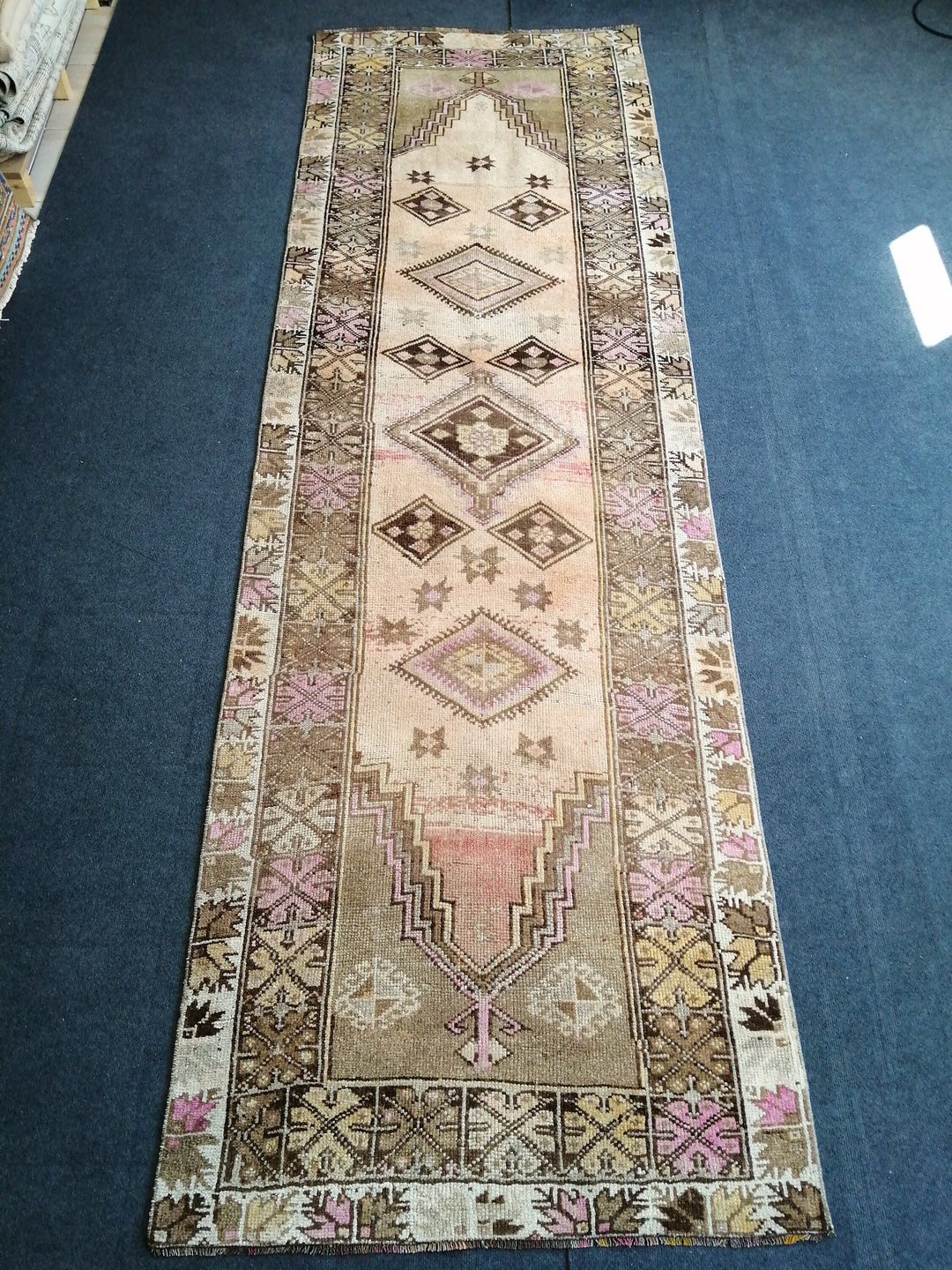 Beige Turkish Runner Rug 3' 5" x 11' Hand-Knotted detail