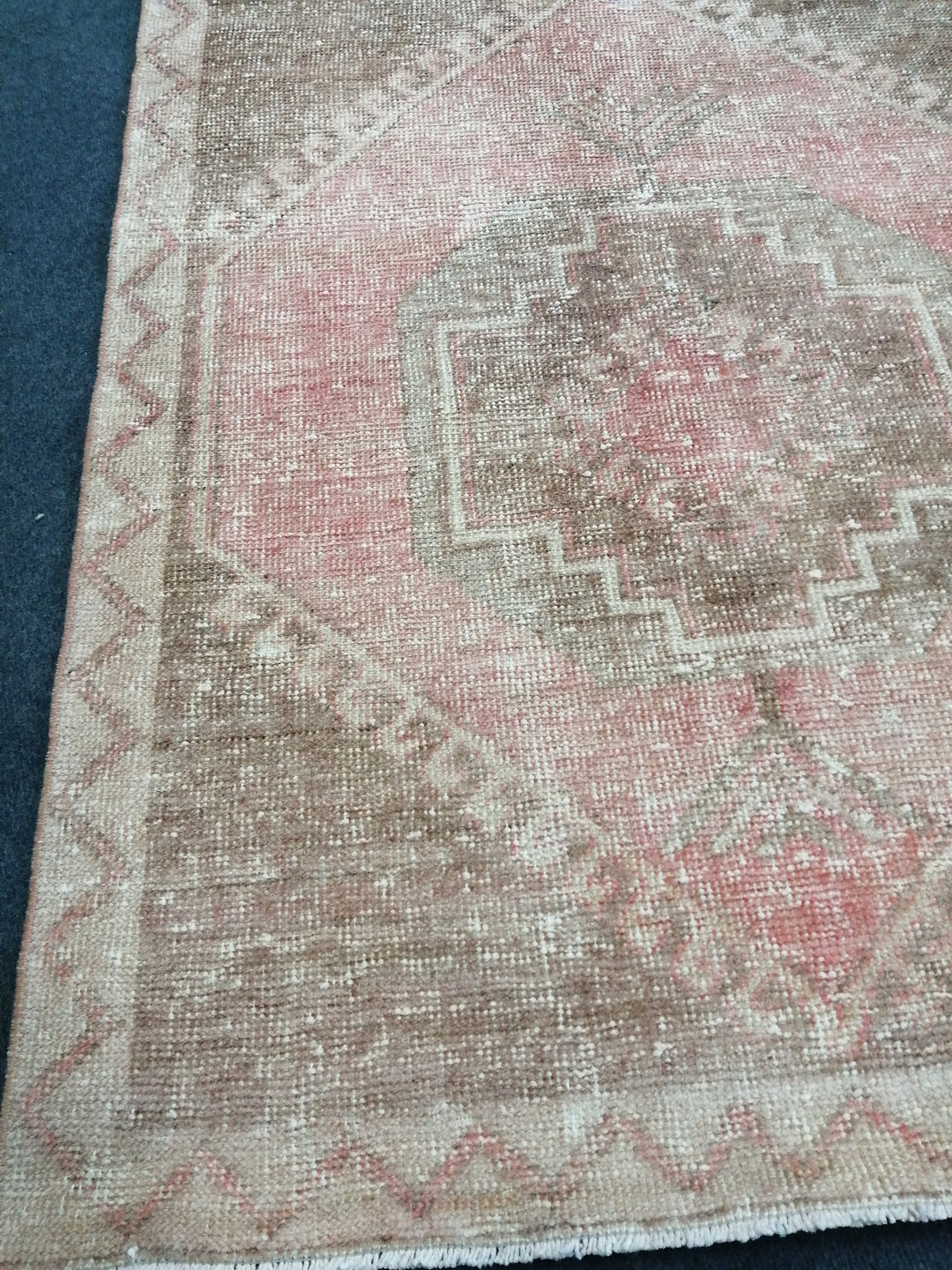 Beige Turkish Runner Rug 3' 5" x 11' Hand-Knotted reverse