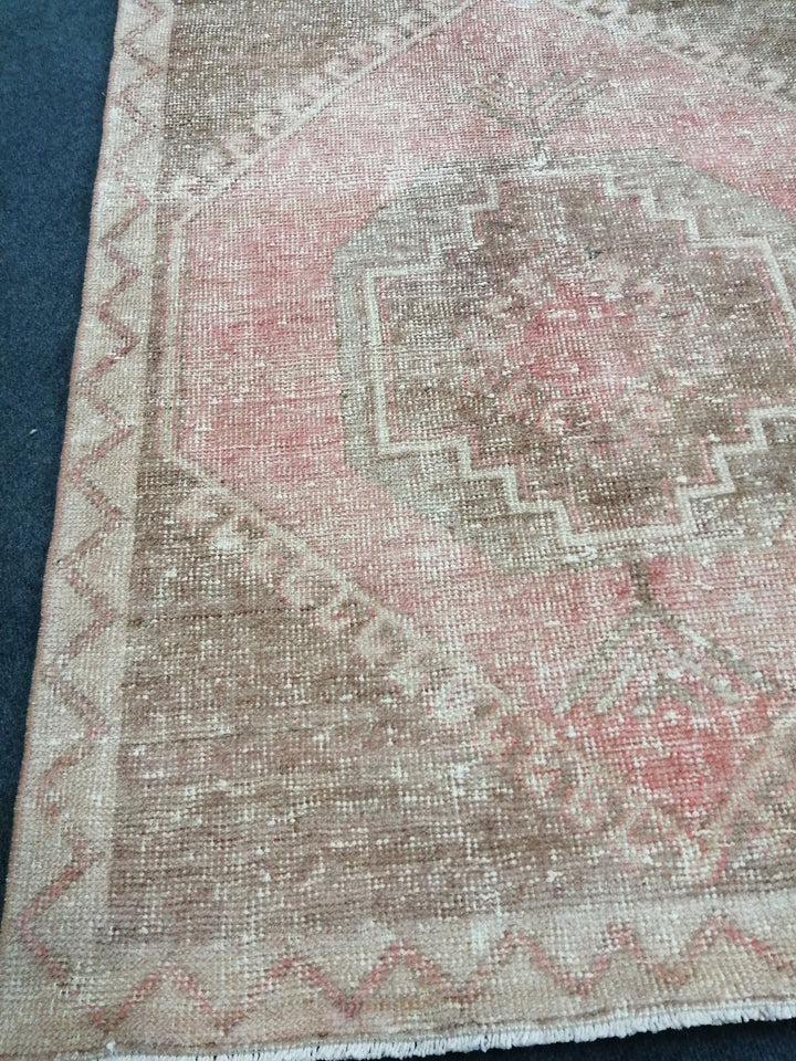 Beige Turkish Runner Rug 3' 5" x 11' Hand-Knotted reverse